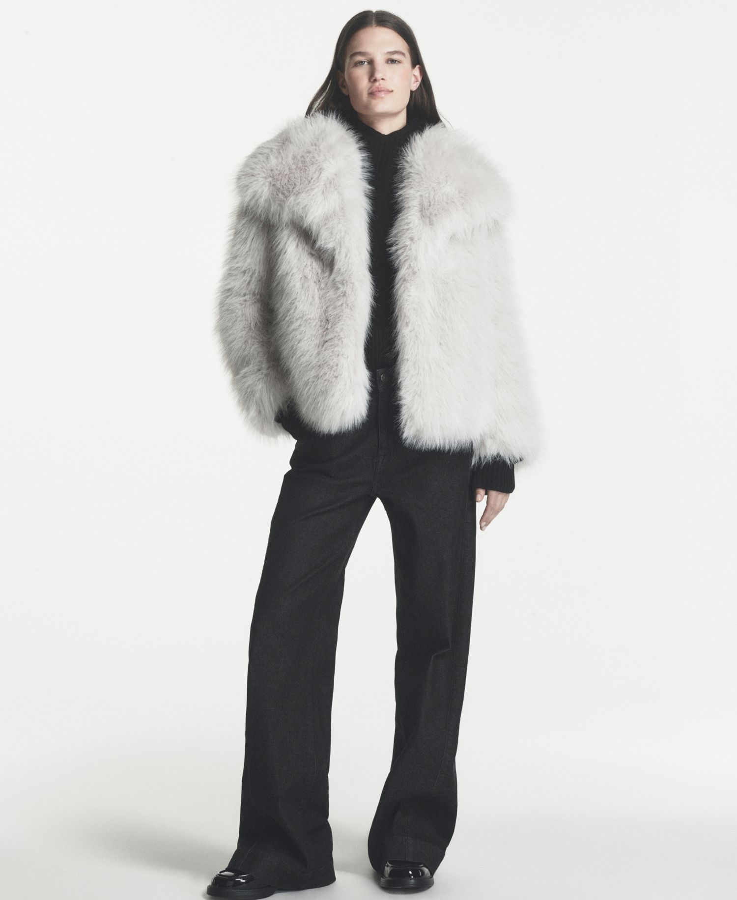 Women's Shawl-Collar Faux Fur Jacket