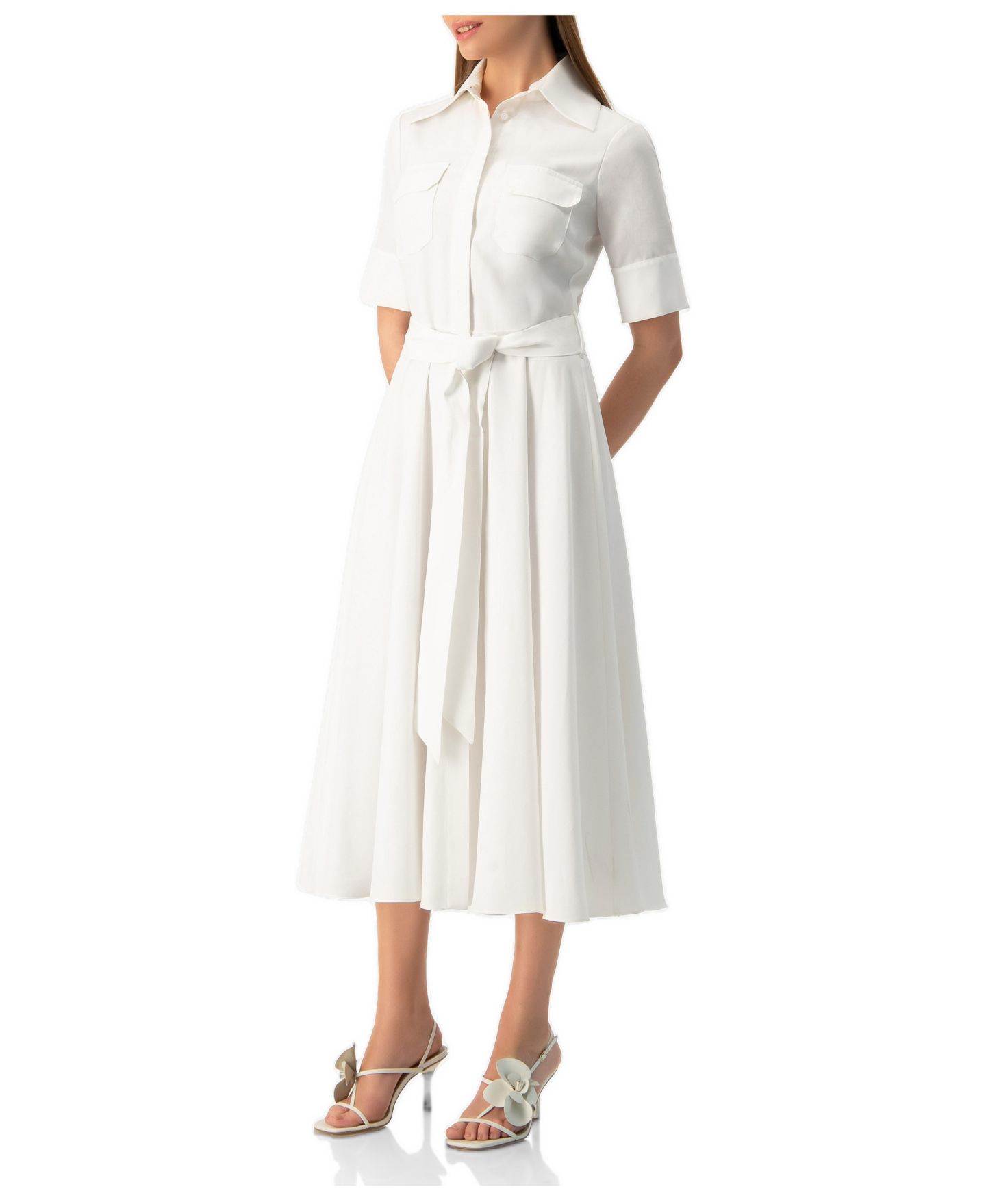 Женское платье Ivonne Patch-Pocket Belted Button-Front Midi Shirt Dress, цвет: Белый — фото 3