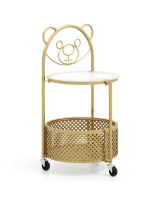 Modern Sofa Side Table on Lockable Wheels for Living Room Bedroom Study