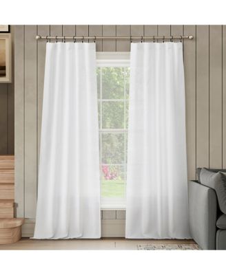 Anson Faux Linen 3-in-1 Versatile Hanging Semi-Sheer Back Tab Curtain Panel Pair with Ring Clips