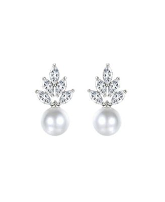 Women's Imitation Pearl and Crystal Bridal Lennox Drop Earrings