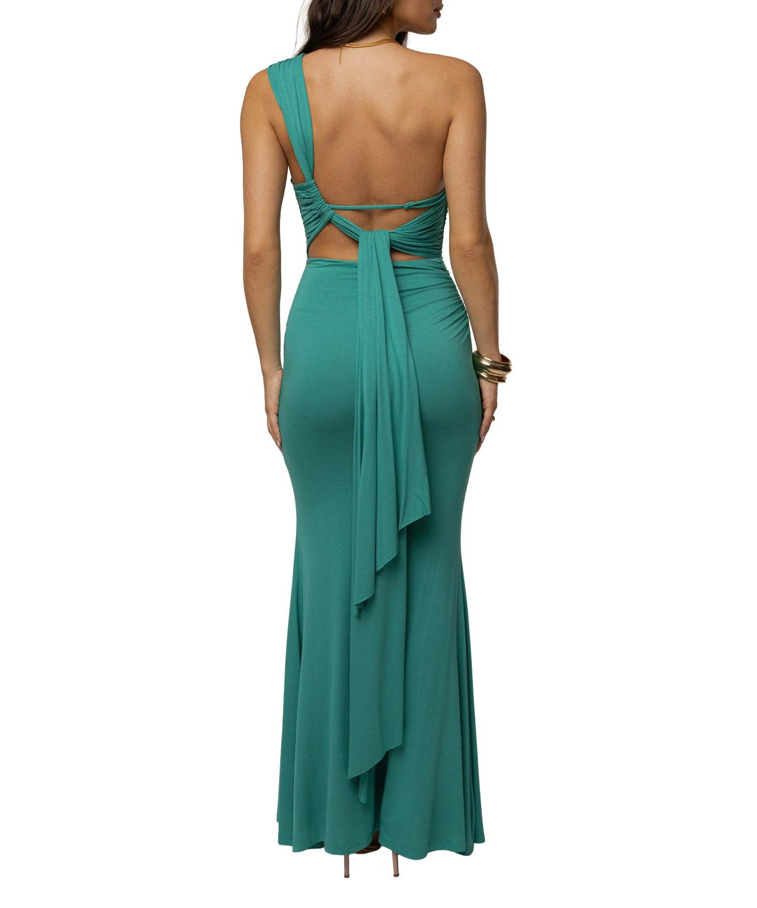 Women's Night Affair One-Shoulder Ruched Maxi Dress