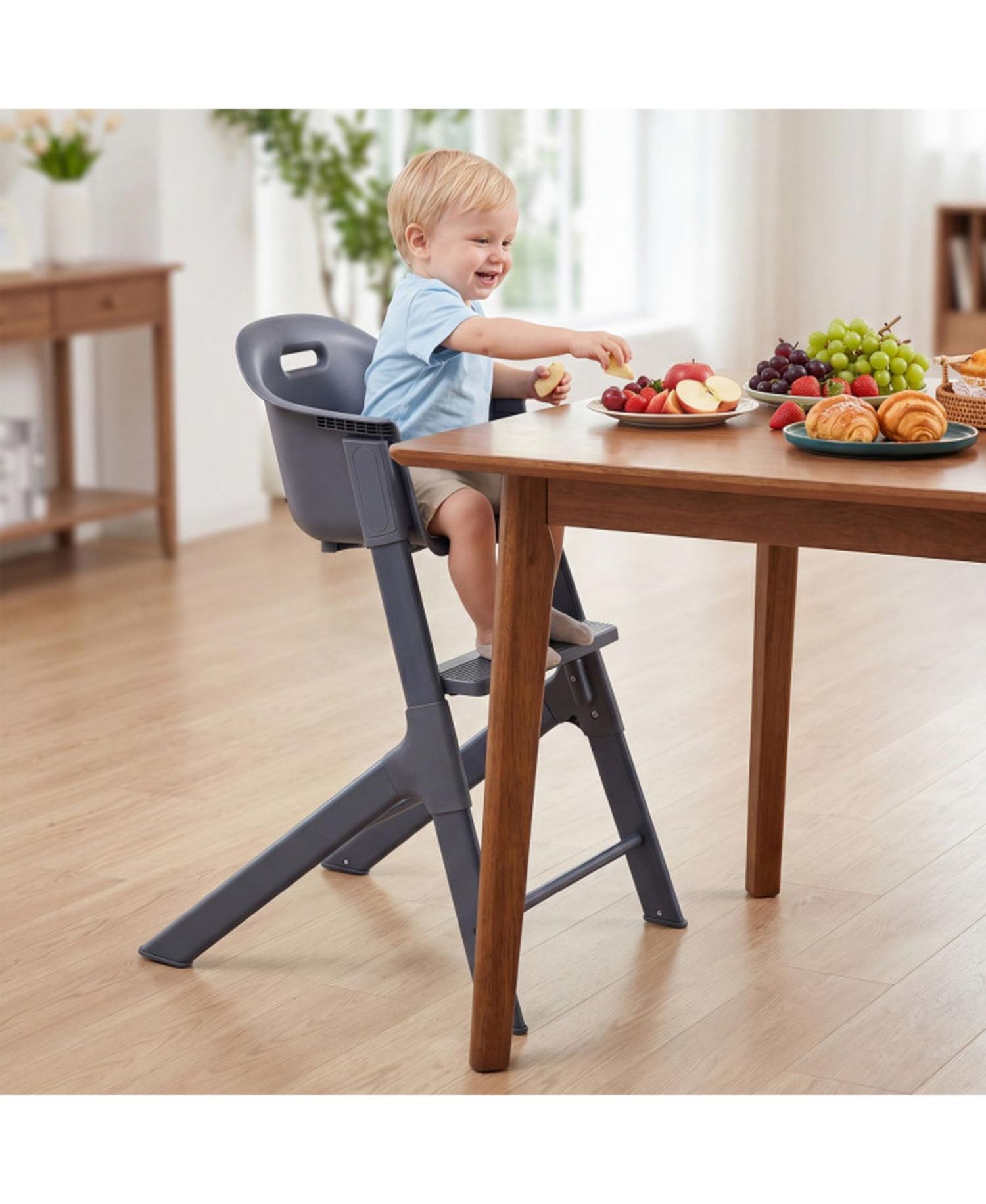 Footrest-Equipped 3-in-1 Washable High Chair for Toddlers