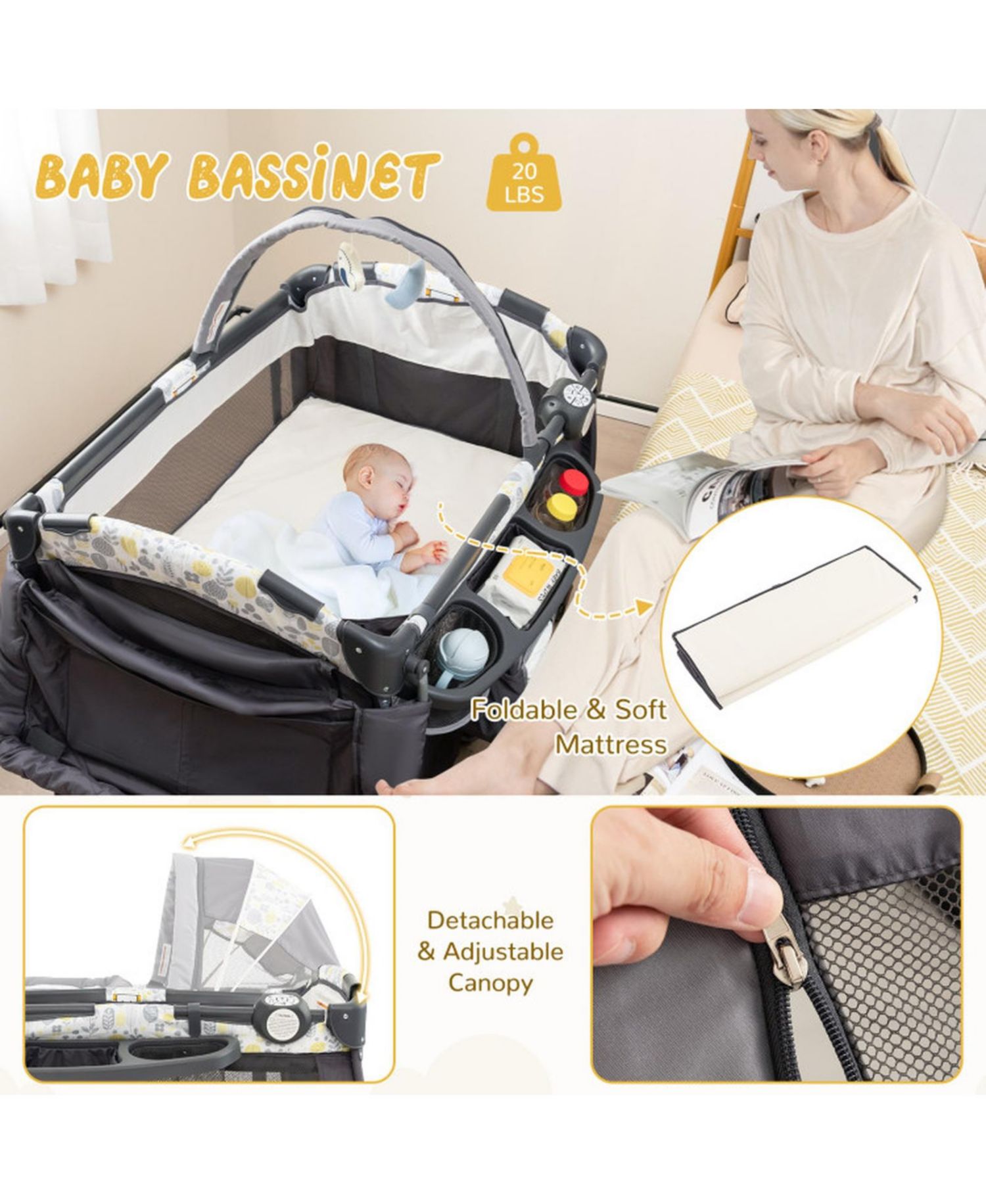 Bassinet-to-Playpen Nursery Center, Four Modes, Portable