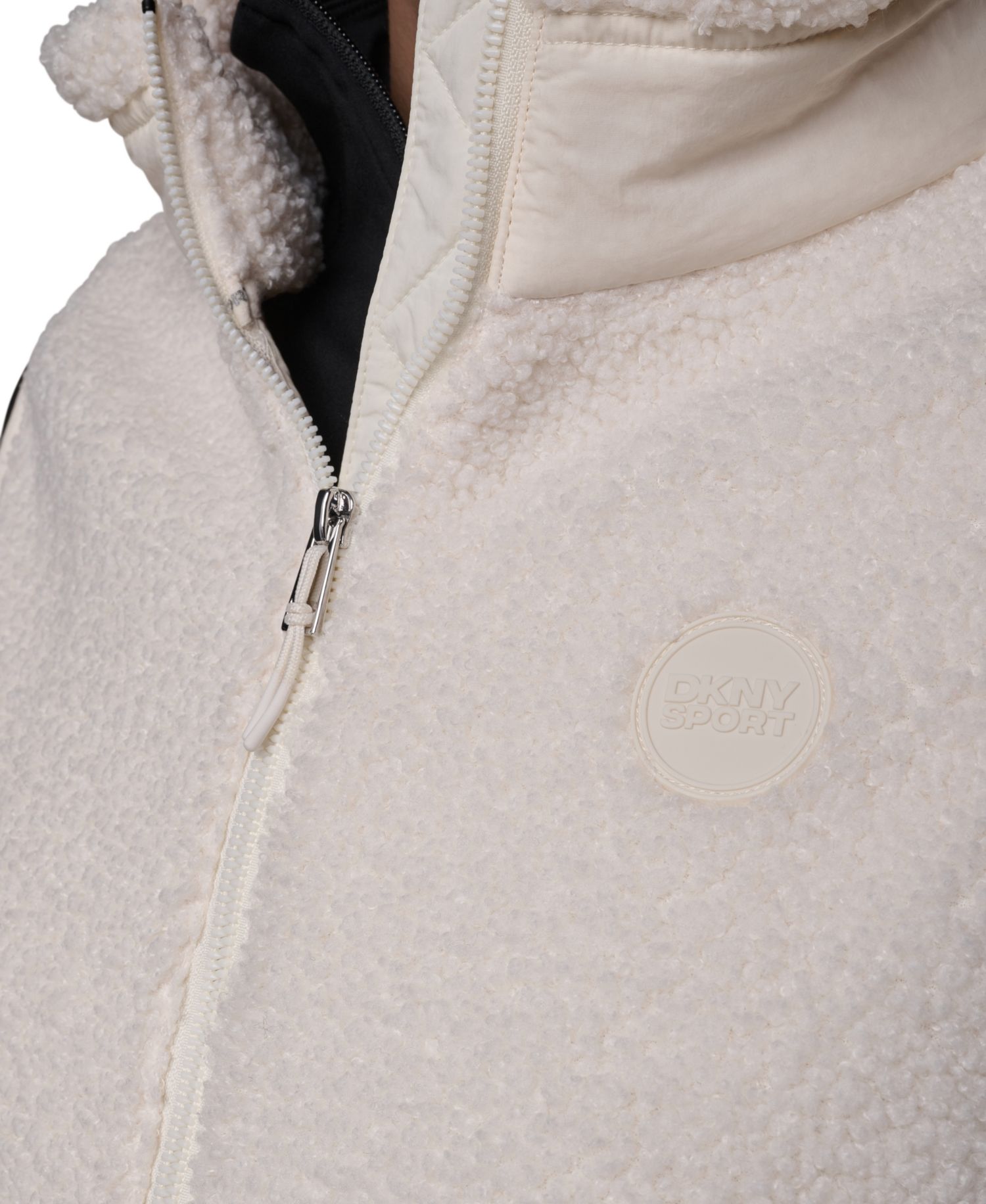 Women's Sherpa Mock-Neck Jacket with Woven Piecing