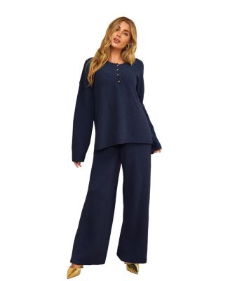 Women's Henley Knit Matching Set