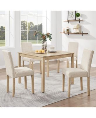 5-Piece Wooden Dining Table Set with 4 Chairs