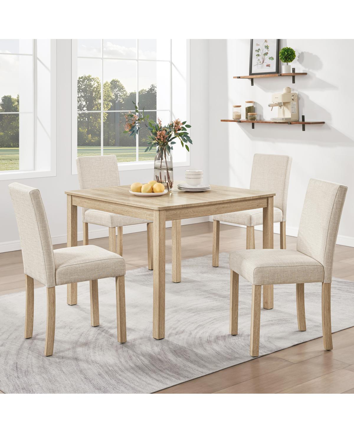 Streamdale Furniture 5-Piece Wooden Dining Table Set with 4 Chairs
