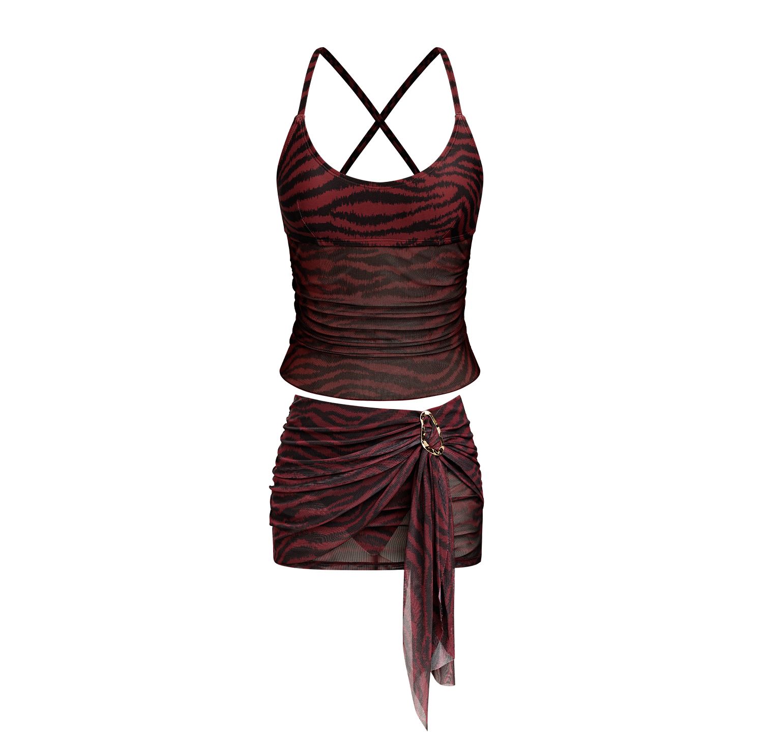 Women's Scoop Neck Cross-Back Removable-Cup Tankini Set