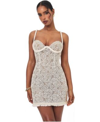 Women's Taliyah Braided-Strap Chunky-Lace Sweetheart Mini Dress
