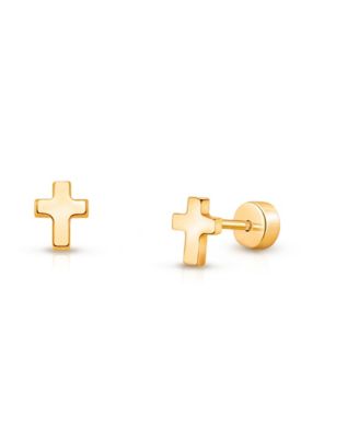 Children's 14K Gold on Titanium Cross Stud Earrings