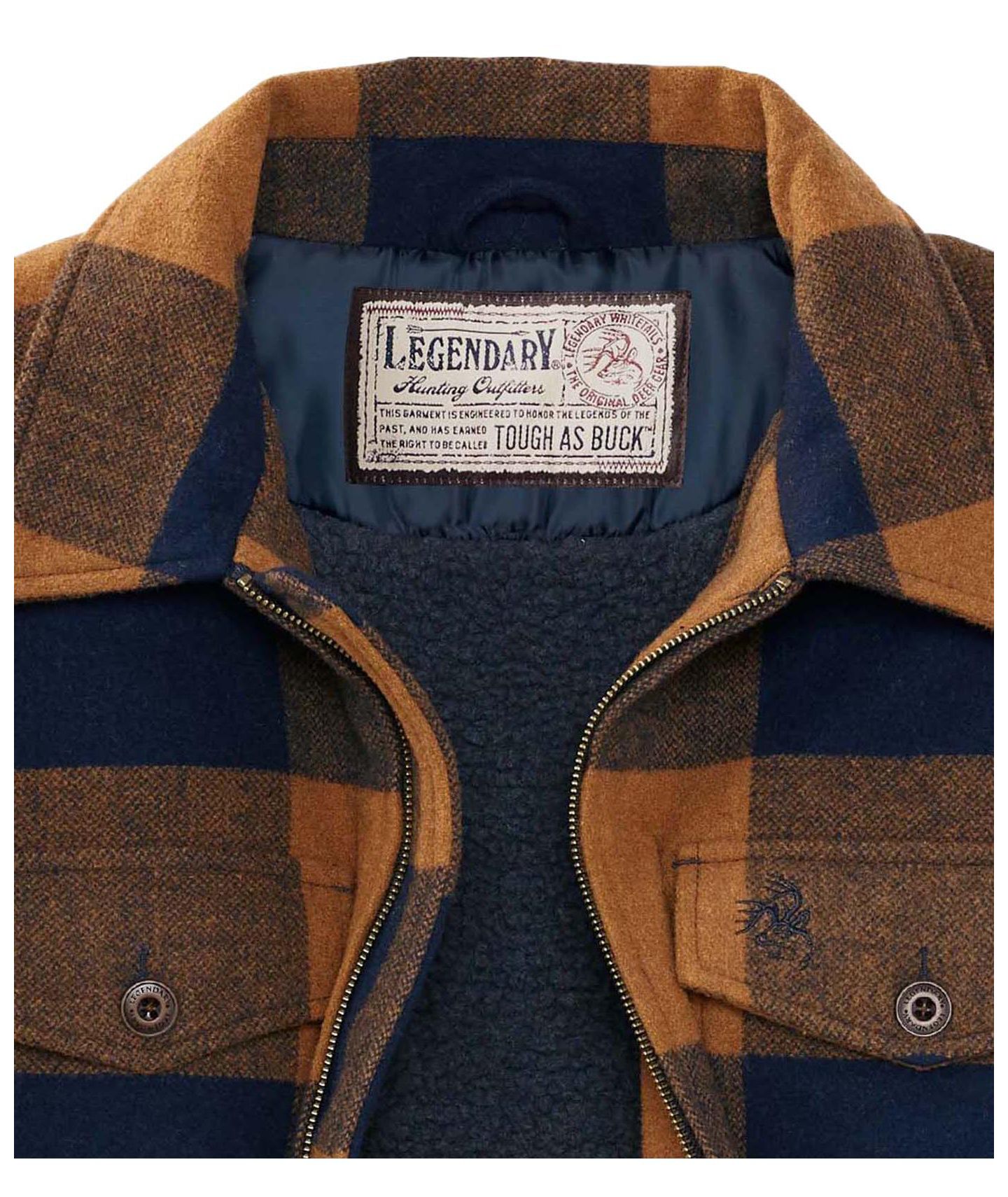 Мужское пальто Legendary Whitetails Big & Tall Wool Sherpa Lined Heavyweight Zip Up, цвет: Золотой ночной клетчатый — фото 6