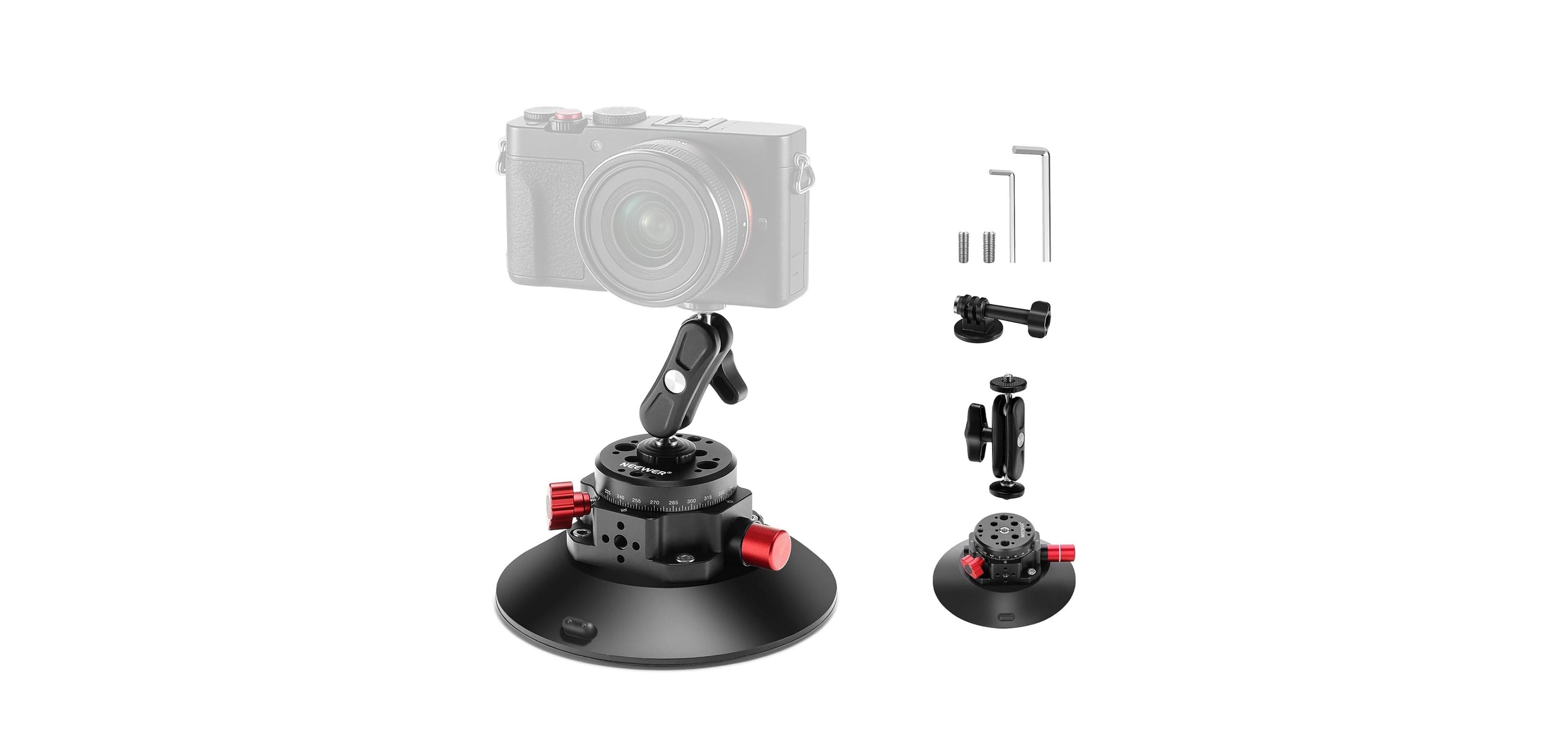 Lamicall 6-Inch Camera Suction Cup Magic Arm Ball Head Mount for Action Cameras and Phones