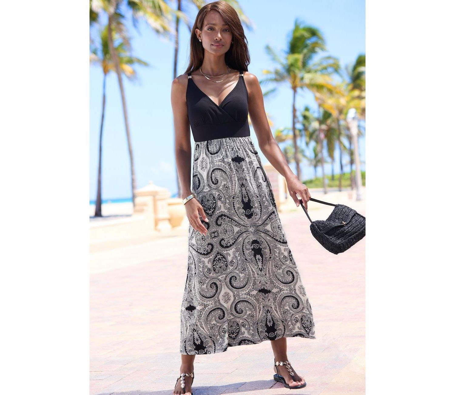 Women's Paisley Empire Waist Maxi Dress