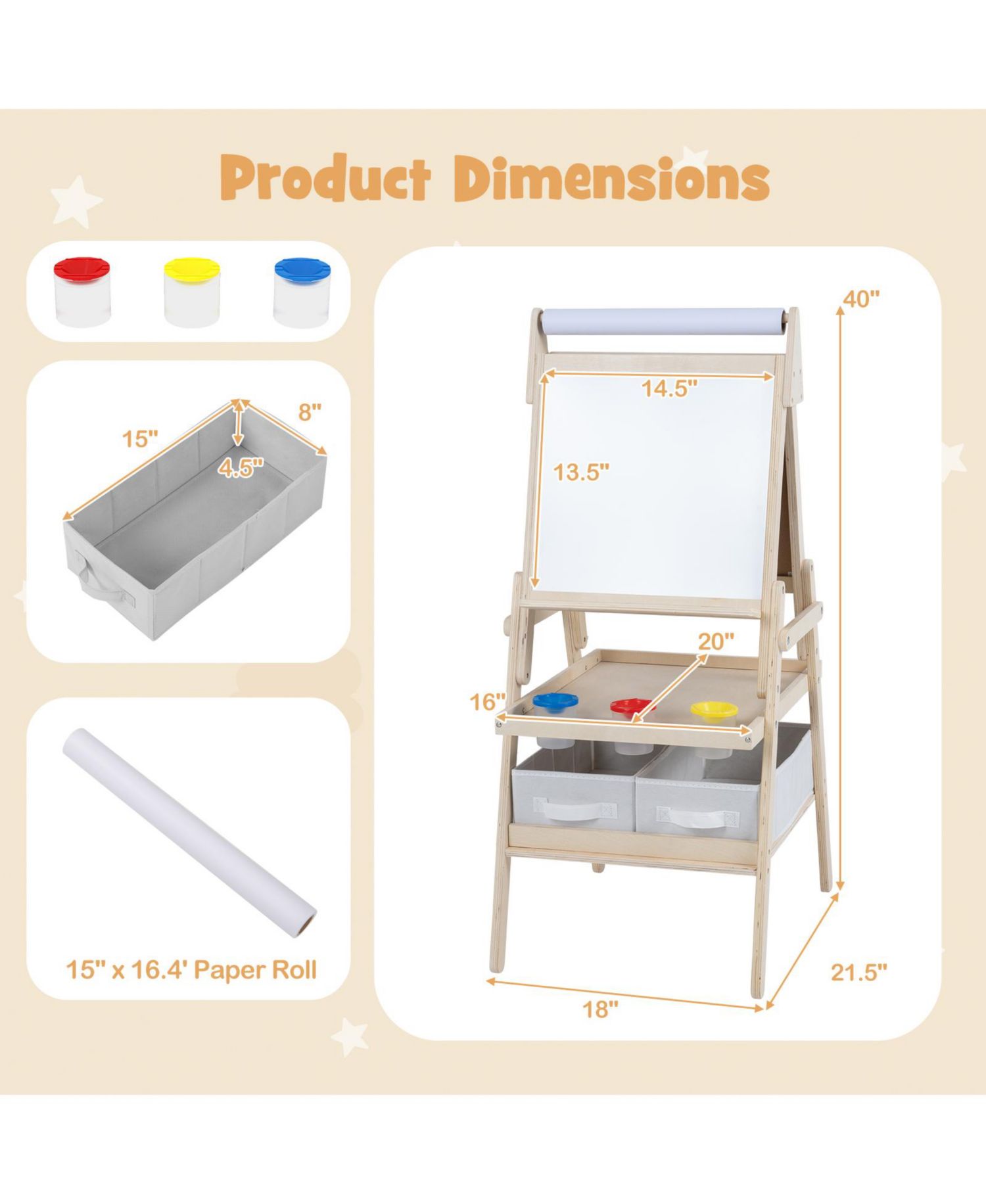 Ages 3+ Double-Sided Magnetic Easel