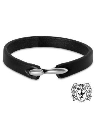Men's Refined Leather and Stainless Steel Bracelet