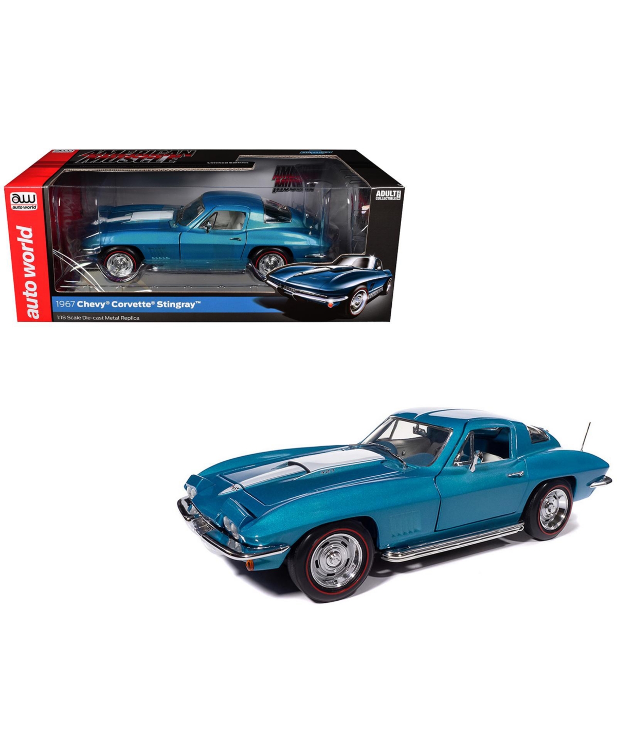 Auto World 1/18 Scale American Muscle 1967 Chevrolet Corvette Stingray Limited-Edition Diecast Model Car