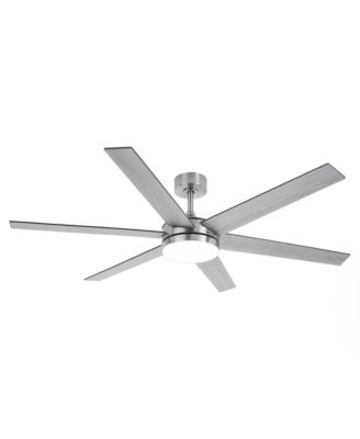 60-in Modern Brushed Nickel Wood Large Remote Indoor Smart Ceiling Fan with Light and APP