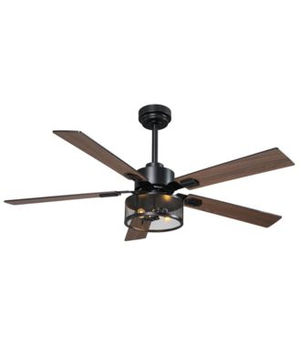 52-inch Industrial Reversible Wood 5-Blade Smart Ceiling Fan with Light and Remote, App Control