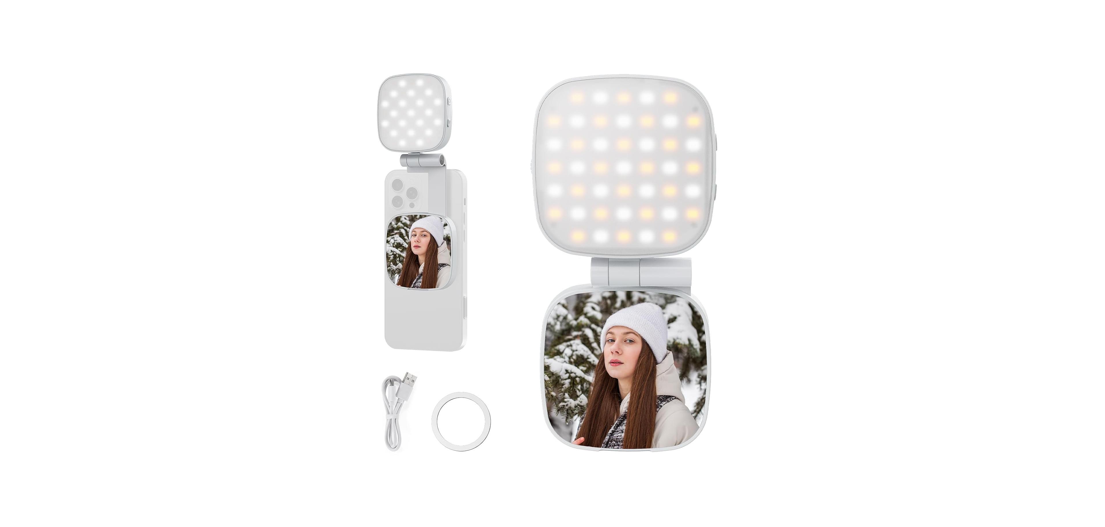 Lamicall Magnetic Rechargeable Bi-Color Led Selfie Light, Compatible with MagSafe iPhones, iPads, and Android Devices