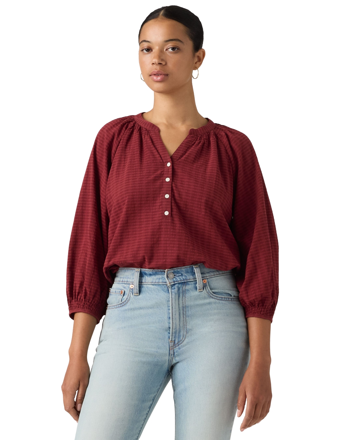 Levi's Women's Reverie Split Neck Blouse - Warm Cabernet