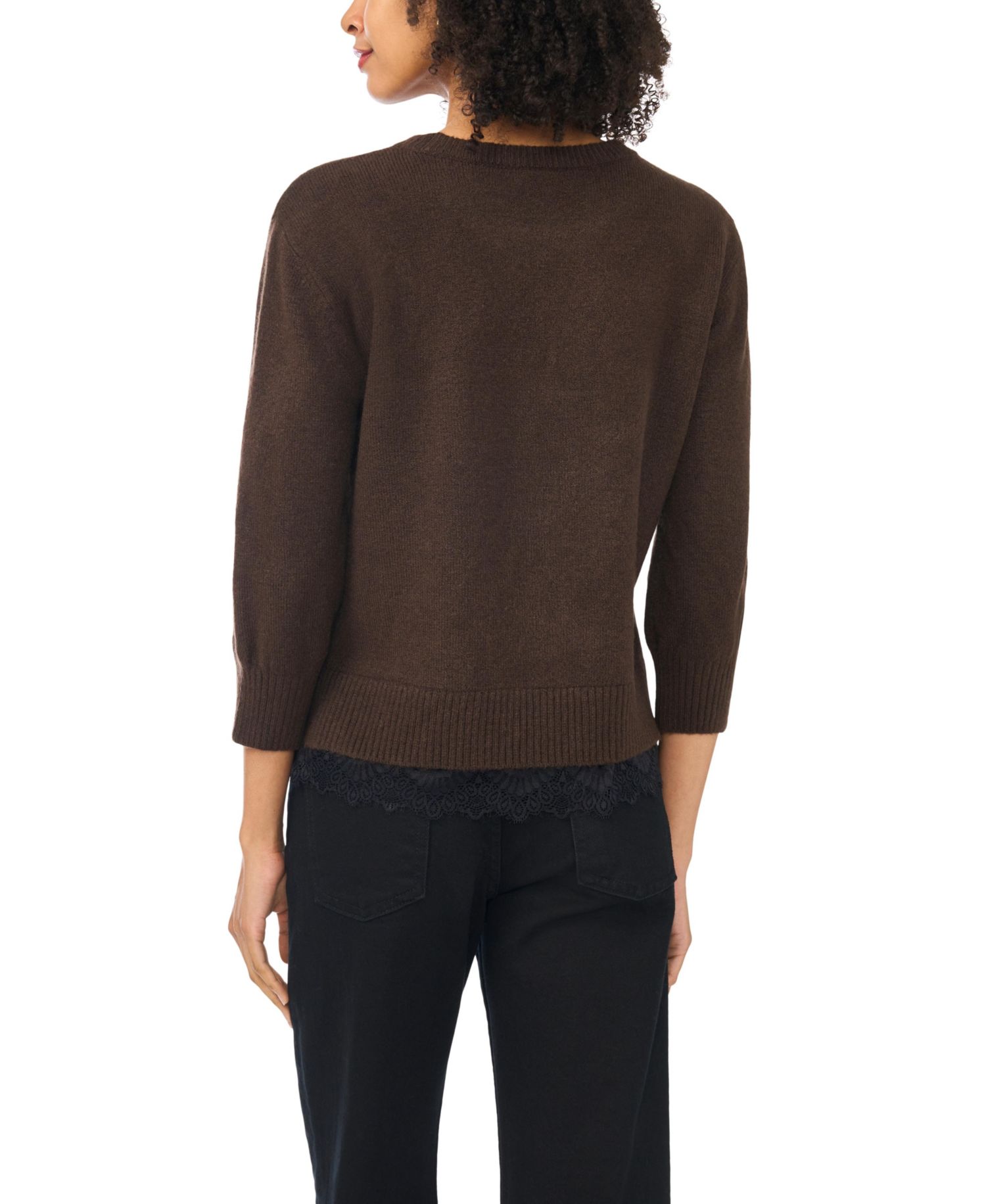 Women's Chenille Embroidery 3/4-Length Sleeve Sweater