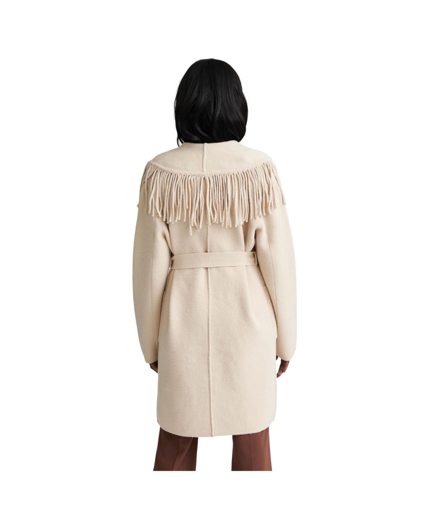 Женские куртки NVLT Eyelash Mink Wrap Fringe Coatigan, цвет: Светлый верблюжий — фото 2