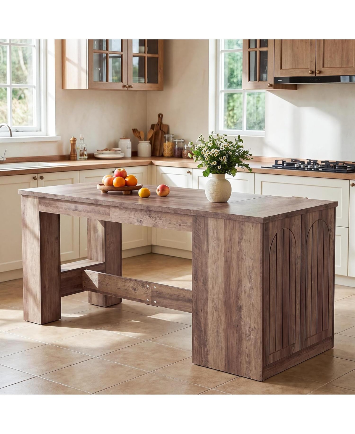 Tribesigns 78.7" Kitchen Island with 3-Tier Storage - Brown