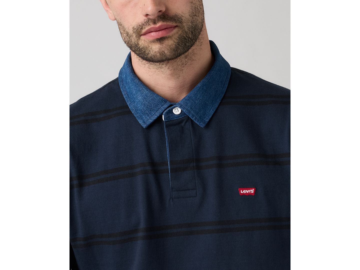 Мужская рубашка Levi's Relaxed-Fit Long Sleeve Striped Rugby Shirt, цвет: Полосатый, вариант 1 — фото 4
