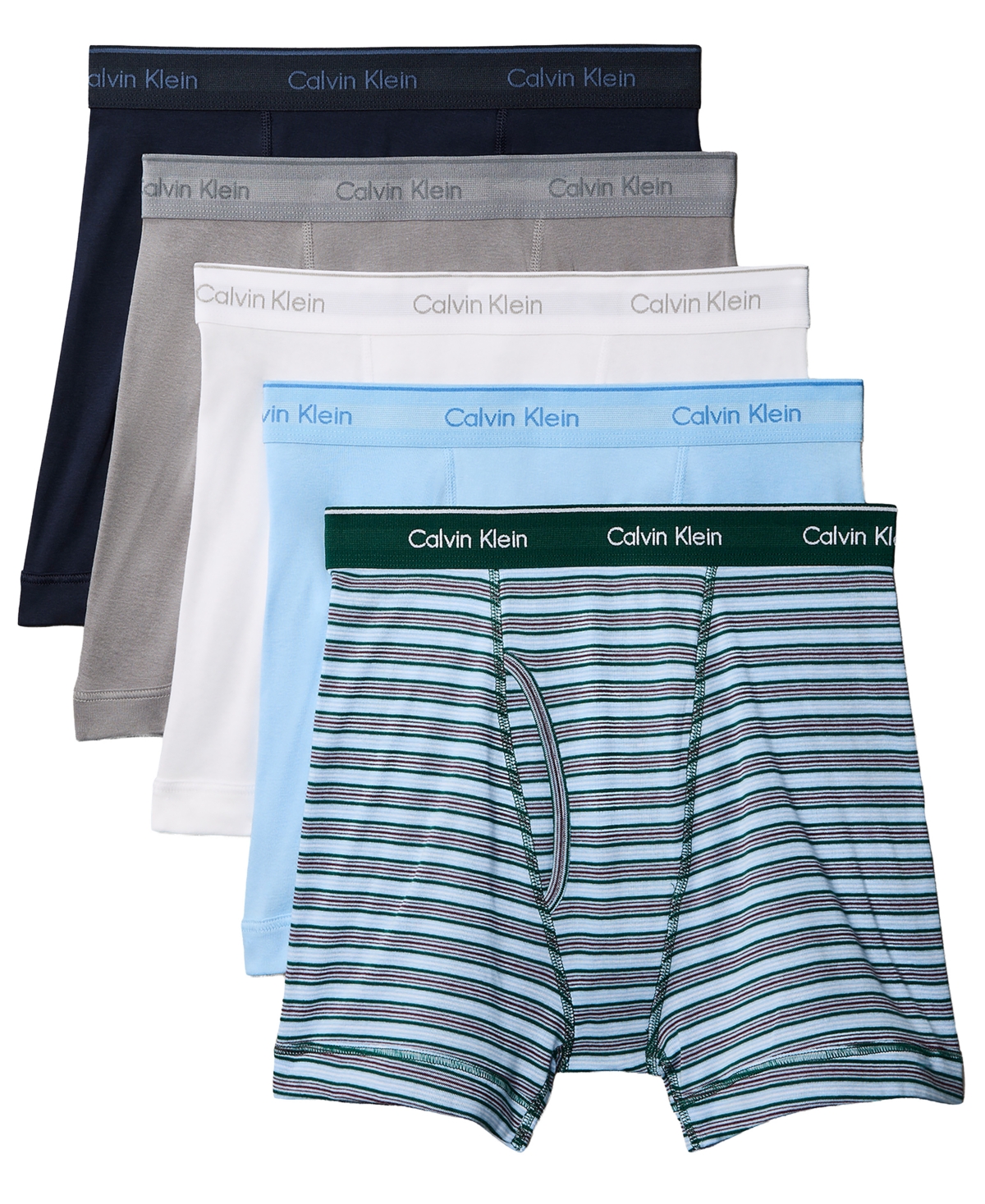Calvin Klein Men's 5-Pack Cotton Classic Boxer Briefs Underwear - Dark Sapphire/Convoy/Midtown Stripe Gree
