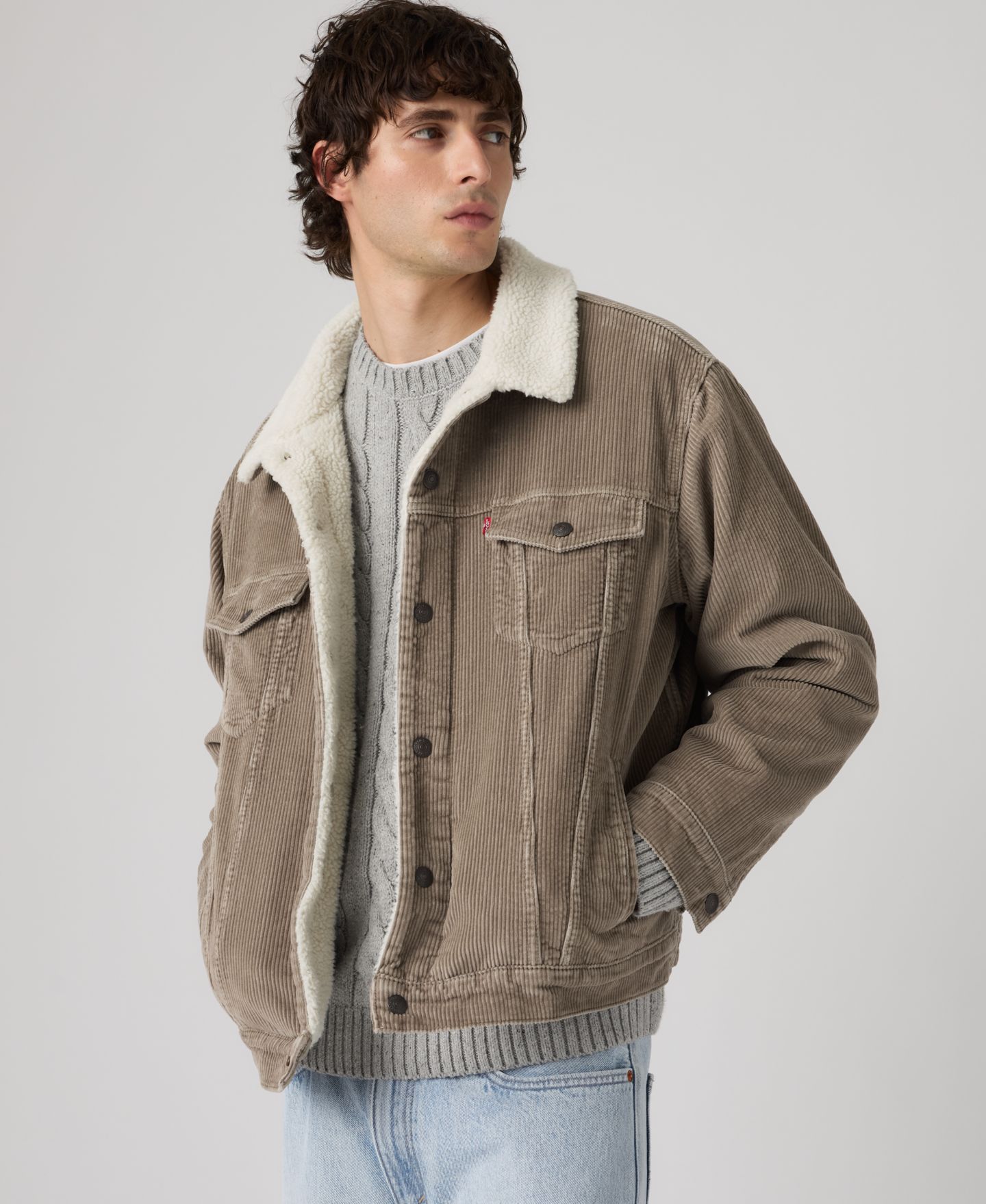 Мужская куртка Levi's Sherpa-Lined Regular-Fit Trucker, цвет: Brindle — фото 2