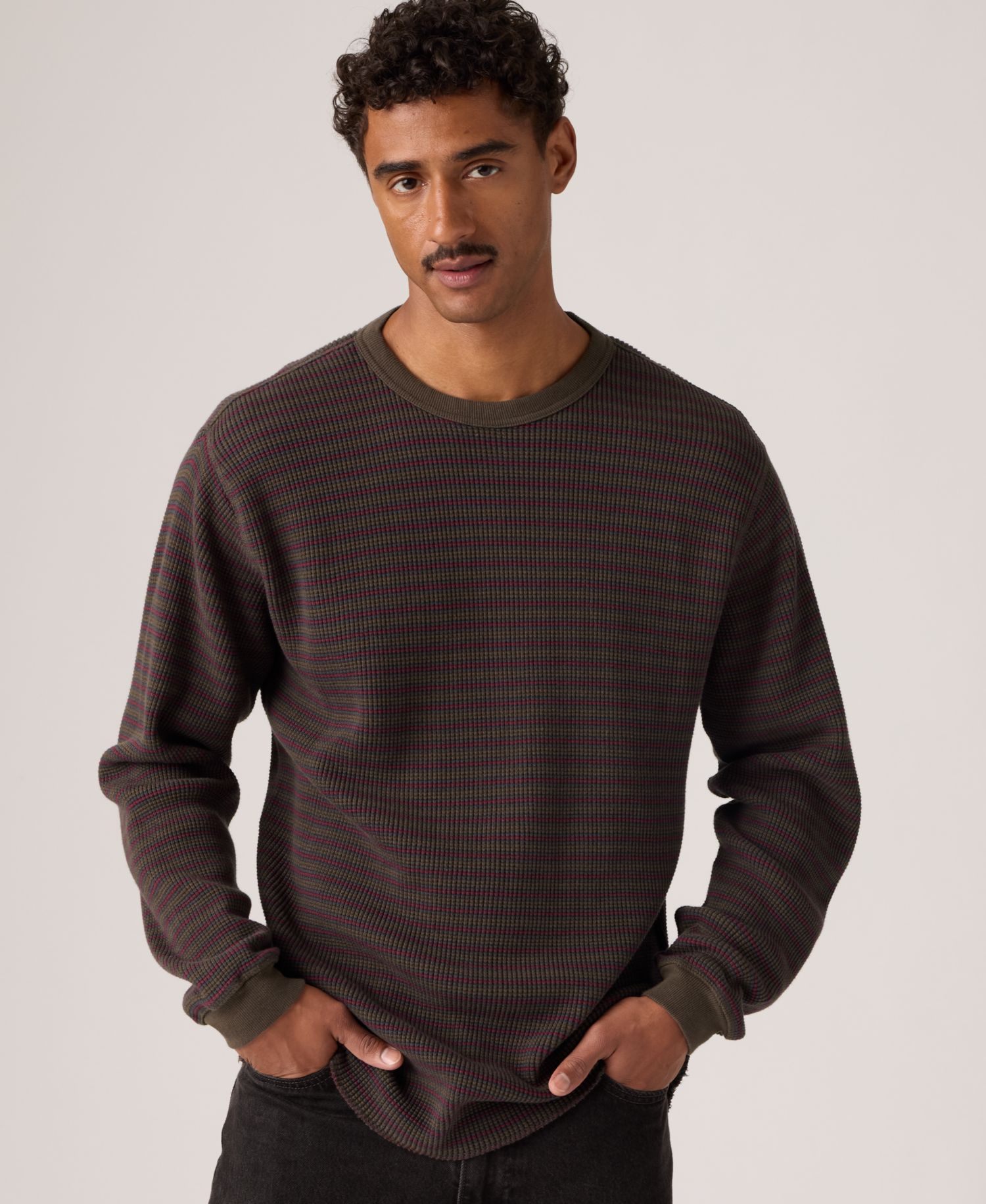 Men's Long-Sleeve Thermal Waffle-Knit T-Shirt