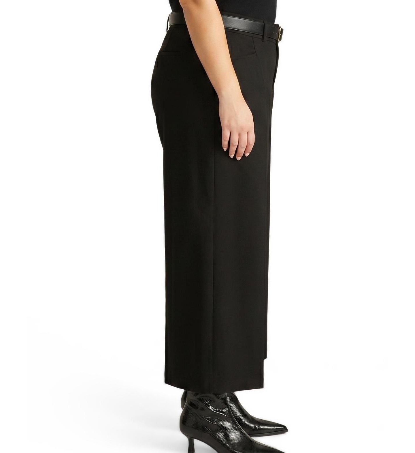 Женские брюки Universal Standard Plus Size Cropped Wide Leg Ponte, цвет: Чёрный — фото 3