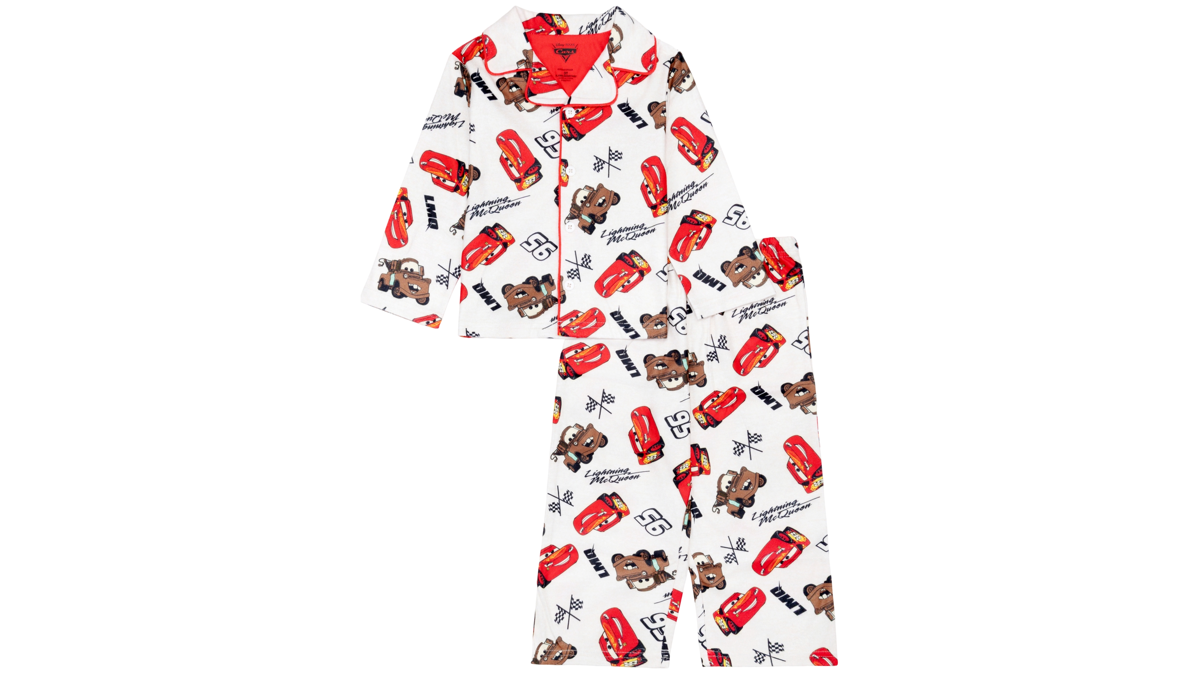 Ame Toddler Boys' 2T-5T Cars Long-Sleeve Button-Front 2-Piece Pajama Set