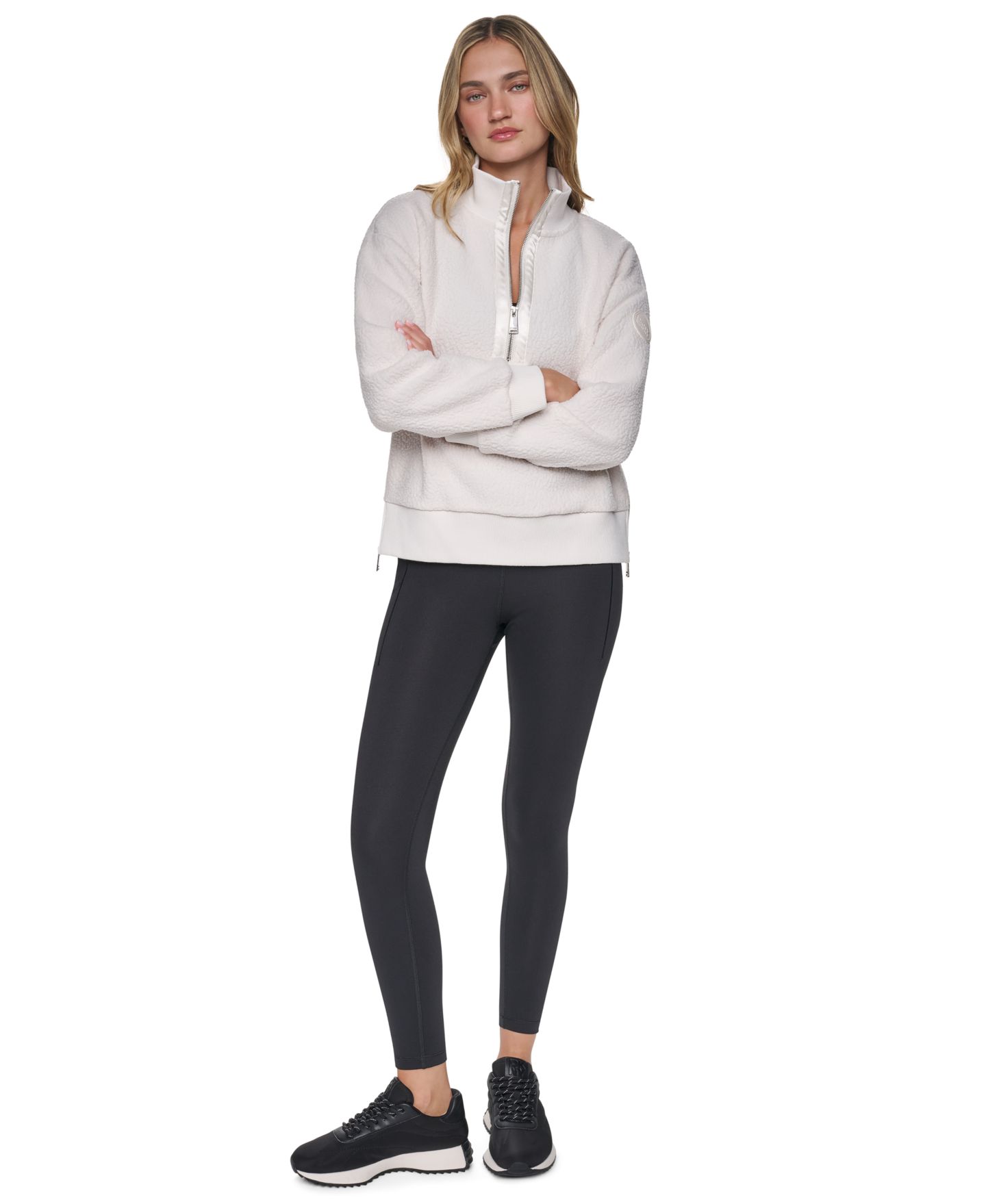 Женский свитер DKNY Sport Sherpa Mock Neck Half-Zip Pullover, цвет: Сливочный — фото 9