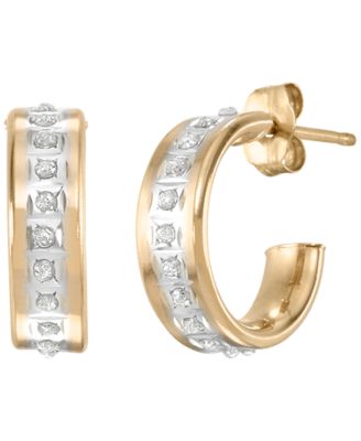 Diamond Fascination C Hoop Earrings (0.01 ct. t.w.) in 14k Yellow Gold