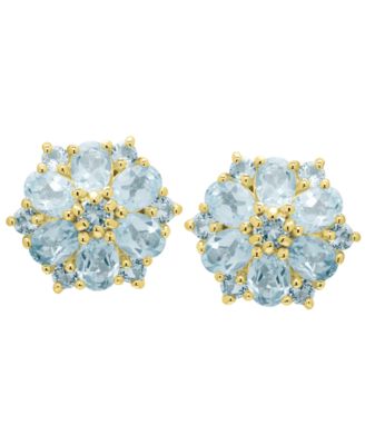 Blue Topaz Floral Stud Earrings (2-1/2 ct. t.w.) in Gold Over Silver