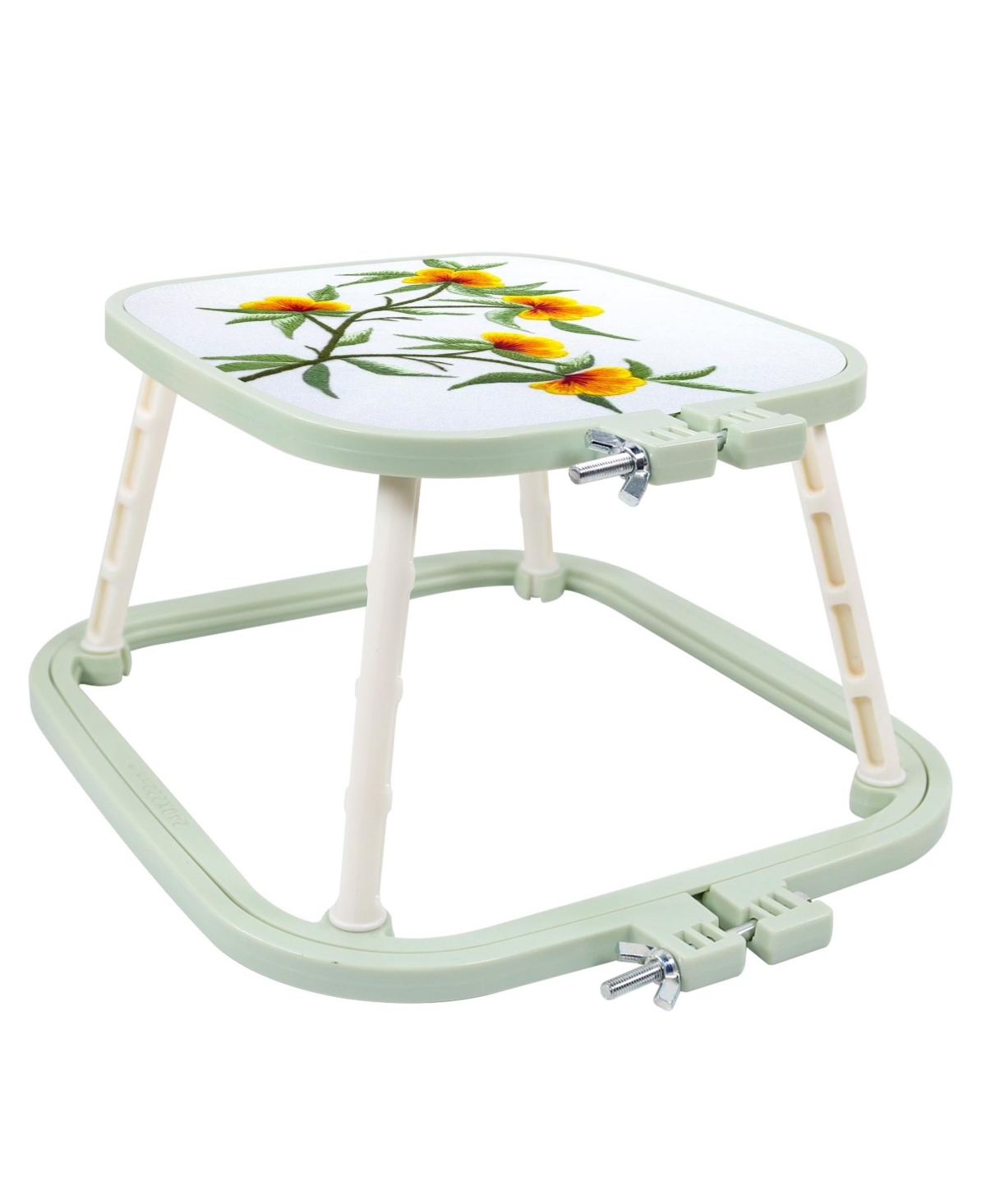 Aeelike 2 Layer Embroidery Hoop Stand Adjustable Cross Stitch Holder - Green small