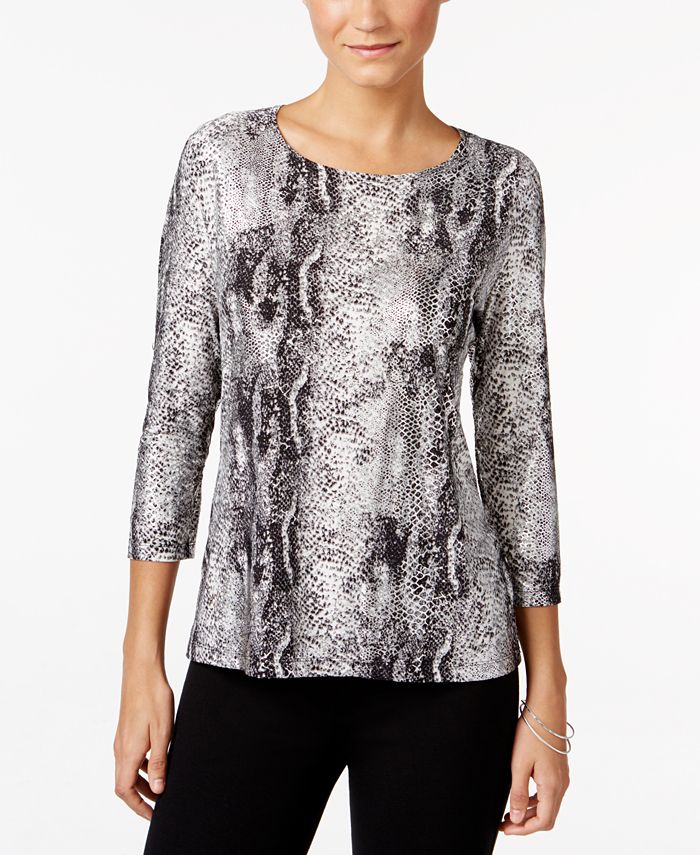 JM Collection Metallic Snake-Embossed Top, Created for Macy's - Macy's