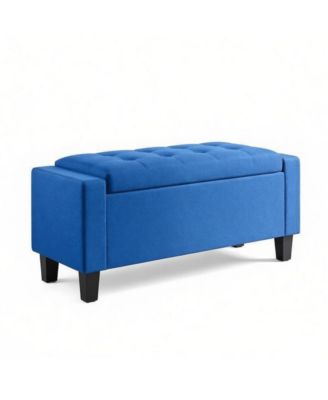 Storage Ottoman Bench with Hidden Compartment and Rubberwood Legs