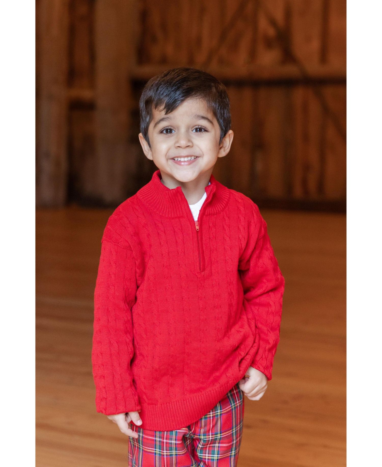 Boys' 4-20 Cable-Knit Mock Neck Front Zipper Sweater