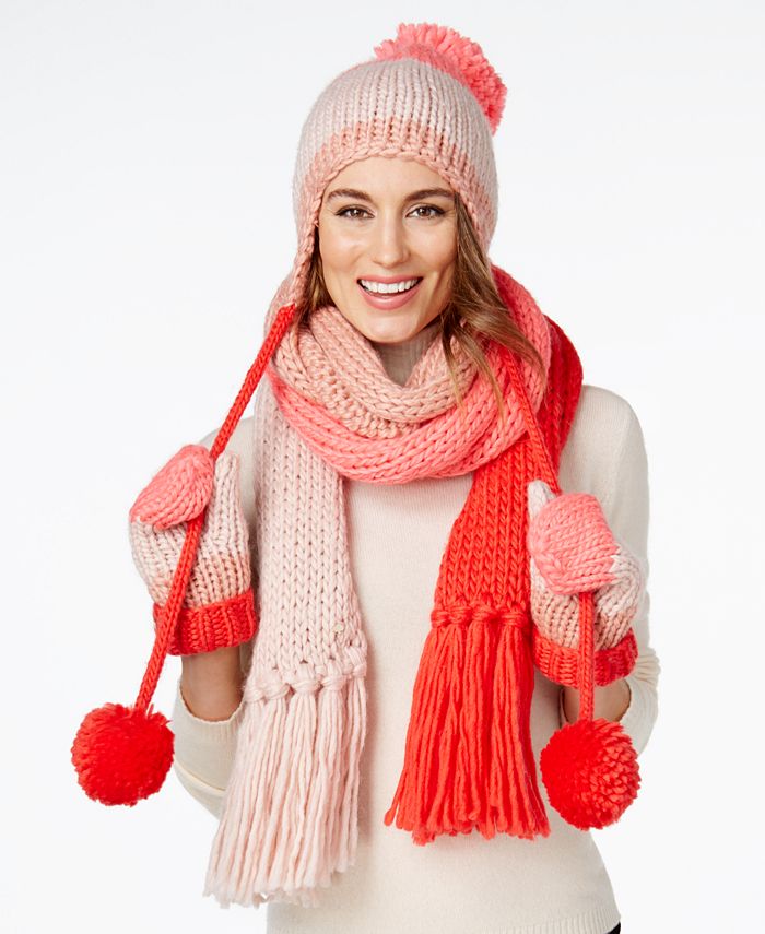 kate spade new york Chunky Knit Colorblock Trapper Hat, Scarf and Mittens &  Reviews - Handbags & Accessories - Macy's