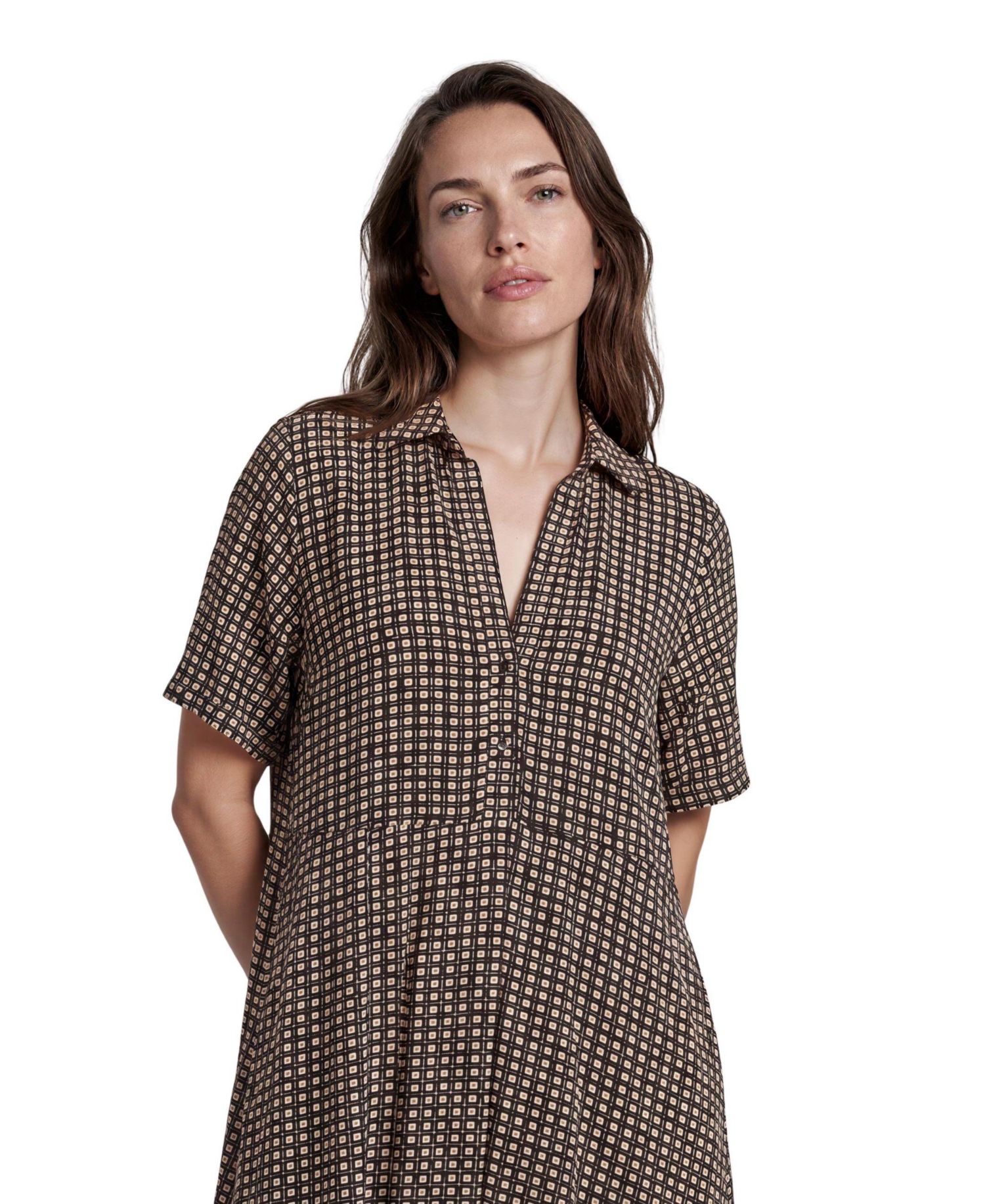 Women's MaNaterinna Short-Sleeve Collared A-Line Midi Dress