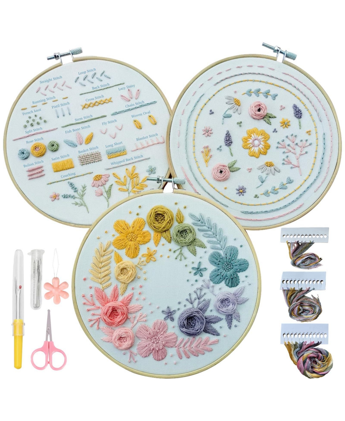 Aeelike Beginner Embroidery Kit with Step By Guides And Video Tutorials For Craft Practice