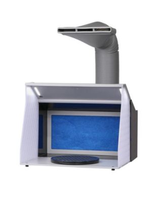 Portable Hobby Airbrush Spray Booth for Painting Models Arts Crafts Cakes - 4 LED, Powerful Dual Exhaust Fans, Turntable, 6 ft Extension Hose