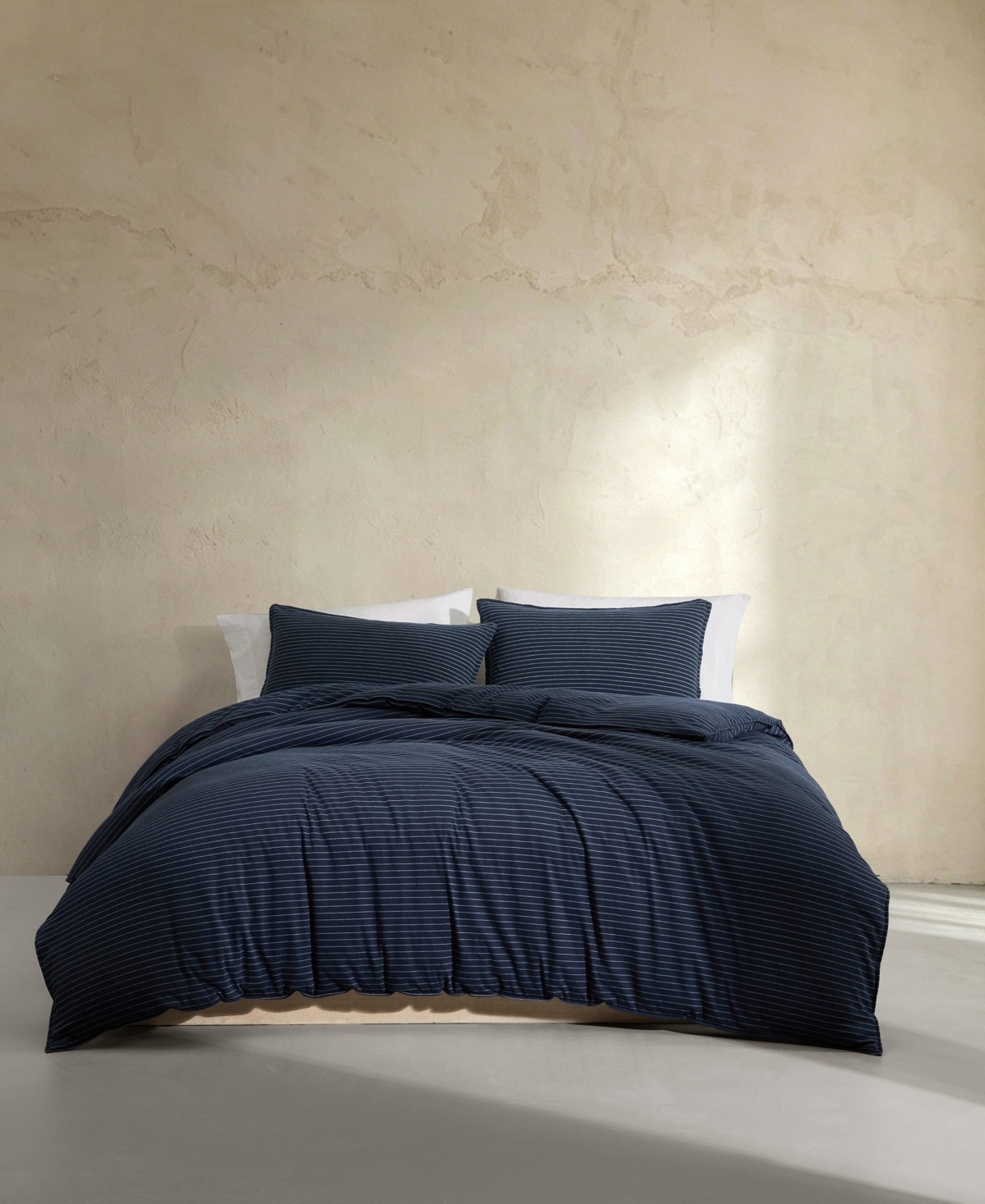 Calvin Klein Chalk Stripe Jersey 3-Piece Duvet Set, Queen