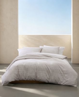 Wavy Stripe Washed Cotton Percale 3-Piece Duvet Sets