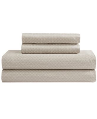 Emblem 300-Thread Count Printed Sateen 4-Piece Sheet Set, Queen
