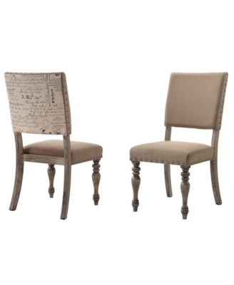 Birmingham Script Printed Driftwood Finish Dining Chair with Nail head, Set of 2