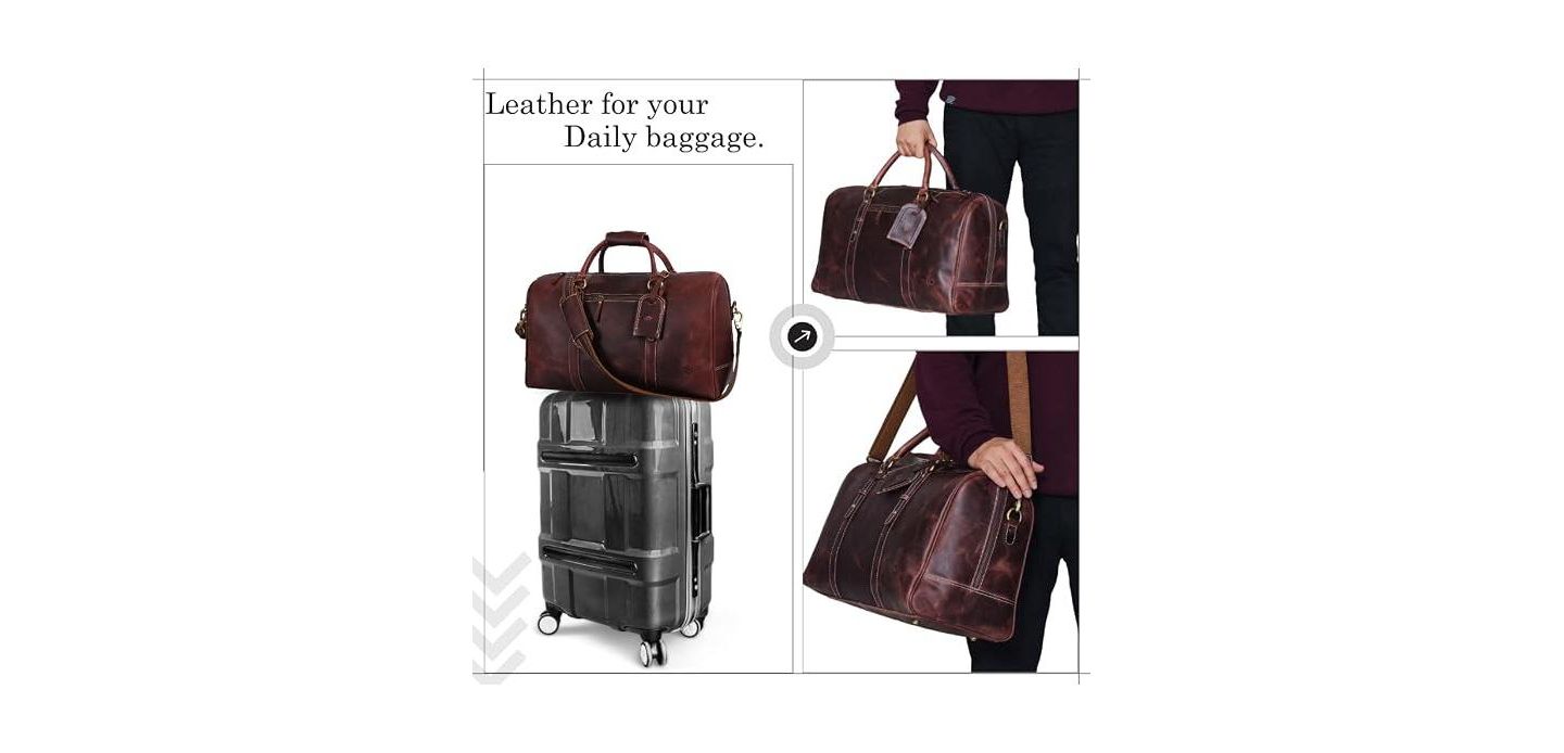 Сумка Aaron Leather Goods 20 Inch Luxor Leather Duffle, цвет: Коричневый — фото 11